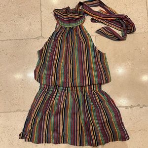 Rainbow Stripe Mini Dress Size S Halter